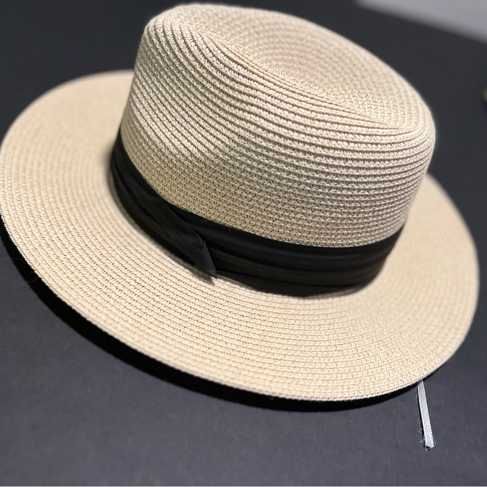 Classic Tan Straw Hat with Black Band